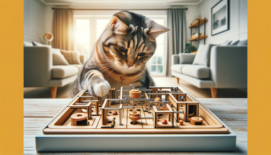 パズルのおもちゃで遊ぶ猫