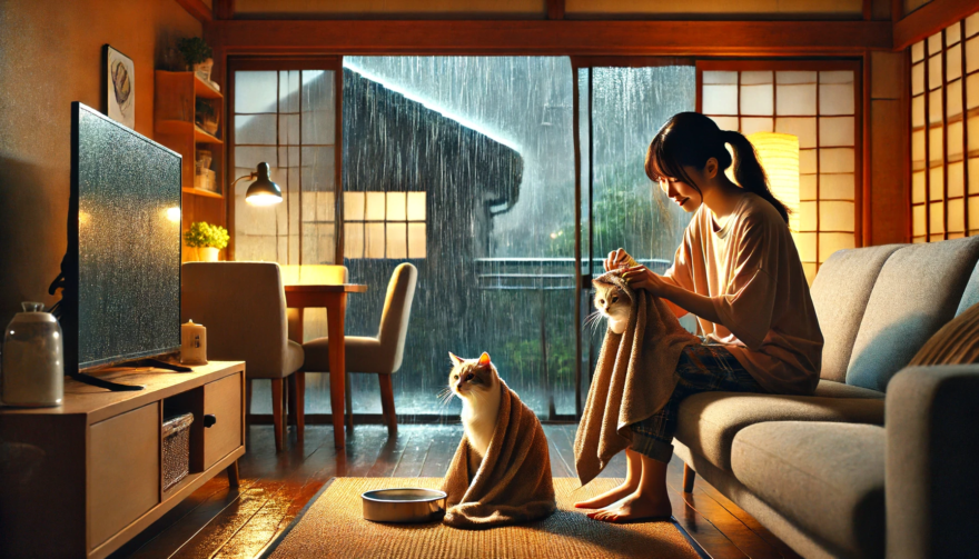 雨と猫