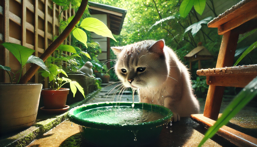 水を飲む猫