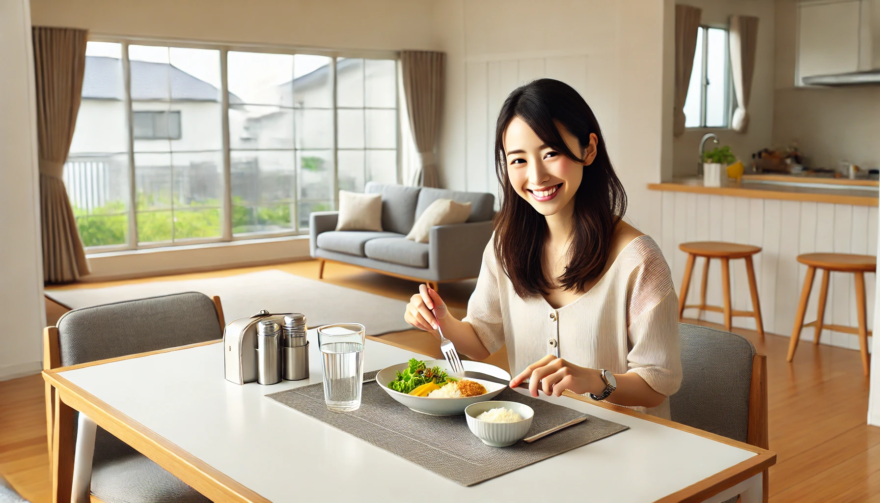 食事をとる女性