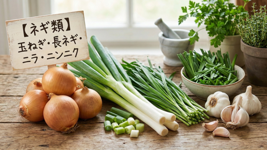 【ネギ類】玉ねぎ・長ネギ・ニラ・ニンニク